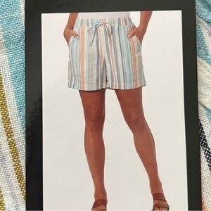 Briggs Women's Linen Shorts Sz XL Resortwear Lagenlook Preppy Coastal Grandma